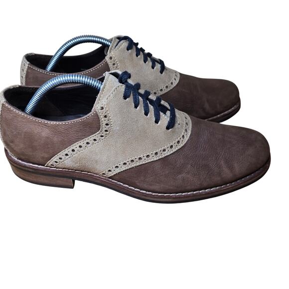 Mens Cole Haan Brown 2-Toned Suede Saddle Oxfords Mens Size 9.5 M Excellent - Picture 2 of 8